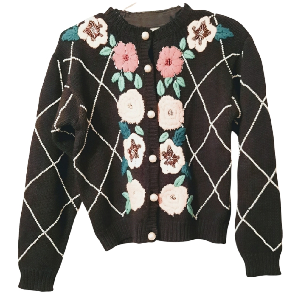Knitting Needles Vintage Cardigan Small